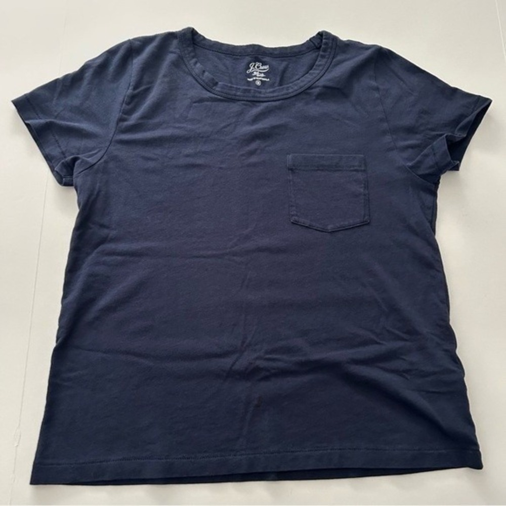J.Crew Knit Goods Cotton Basic Short Sleeve Navy Blue Cotton T-Shirt Size Medium - Picture 3 of 8